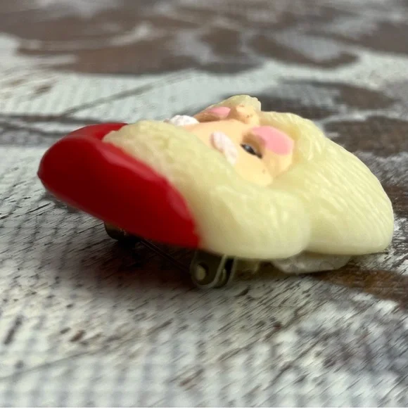 VINTAGE 70s 80s S Lehman Fun World Santa CLAUS Smiling Face Brooch Christmas Pin - Picture 3 of 8